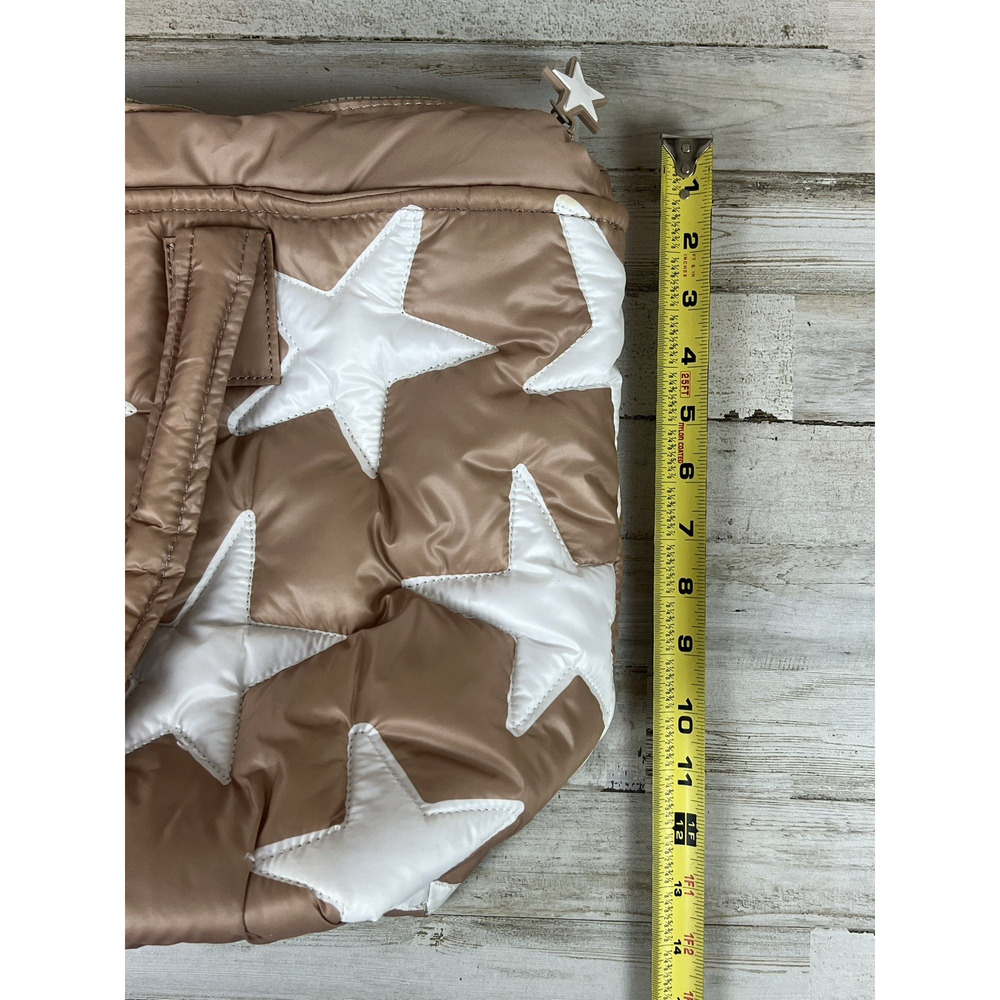 SINCERELY JULES Large Puffer Tote Bag Nude Beige White Stars Quilted Shoulder - Picture 5 of 7